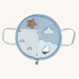 The Fabelab Organic Rainbow Play Purse on a plain background, shown open.