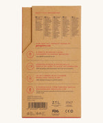 Back view of the Georganics kids sonic toothbrush cardboard packaging showing the features and information.