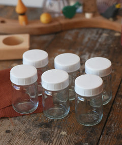 50ml Glass paint jar pots with lids in a set of six. 