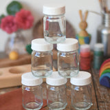 50ml Glass paint jar pots with lids in a set of six. 
