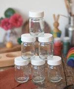 50ml Glass paint jar pots with lids in a set of six. 