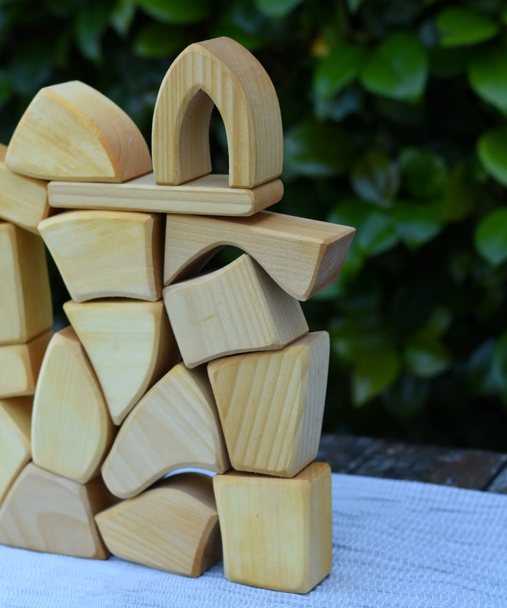Glückskäfer 17 small natural blocks stacked up. 
