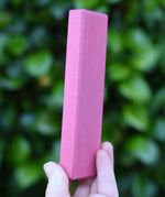 Largest blocks from the Glückskäfer 53 piece big provence wooden blocks set in an adult's hand.