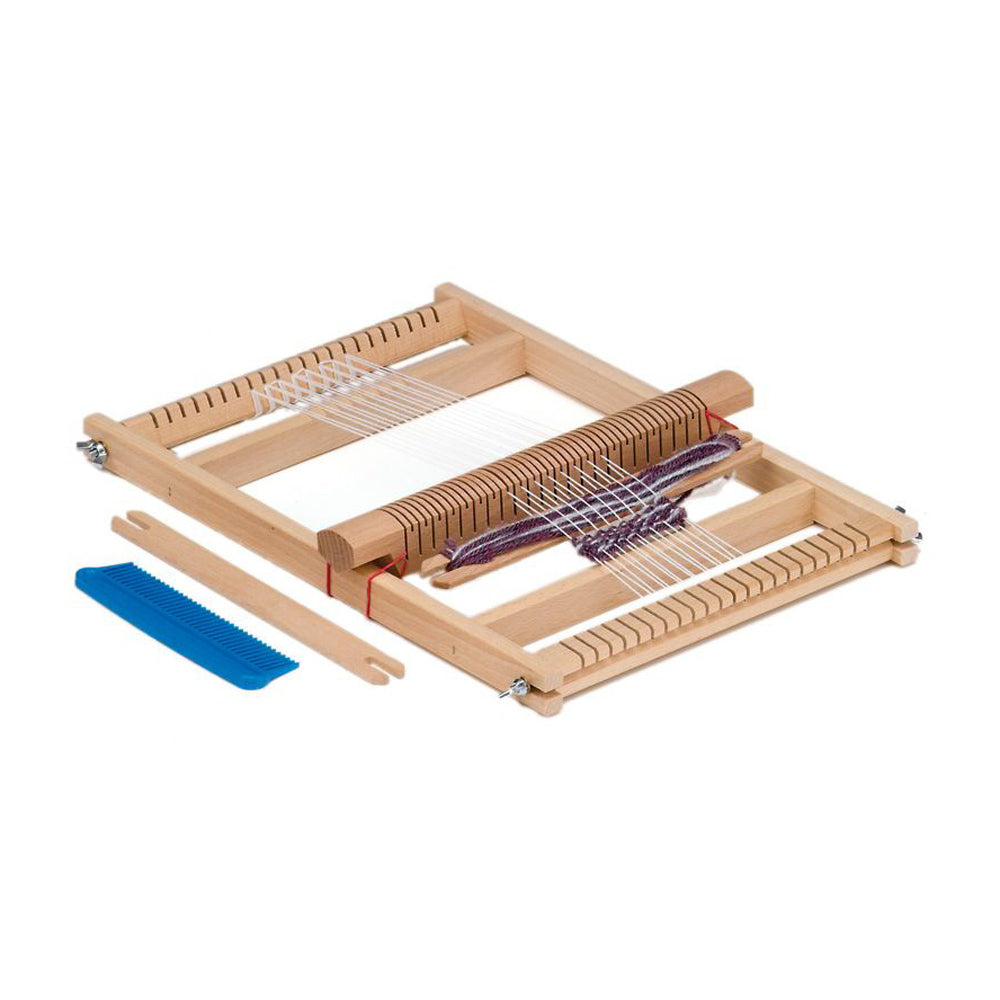 Gluckskafer childrens large wooden weaving frame on a white background