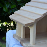 Close up of the roof on the Gluckskafer farm & nativity stable wooden toy building.