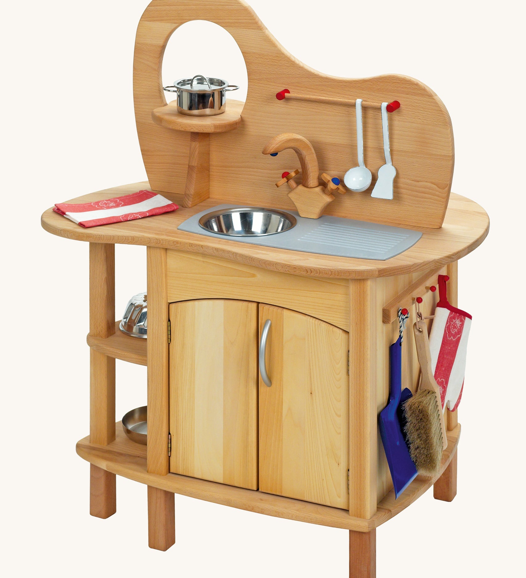 Glückskäfer solid wood Double Sided Play Kitchen Island.
