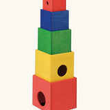 Nic Toys stack n cubes rainbow coloured stacking boxes with circular holes. 