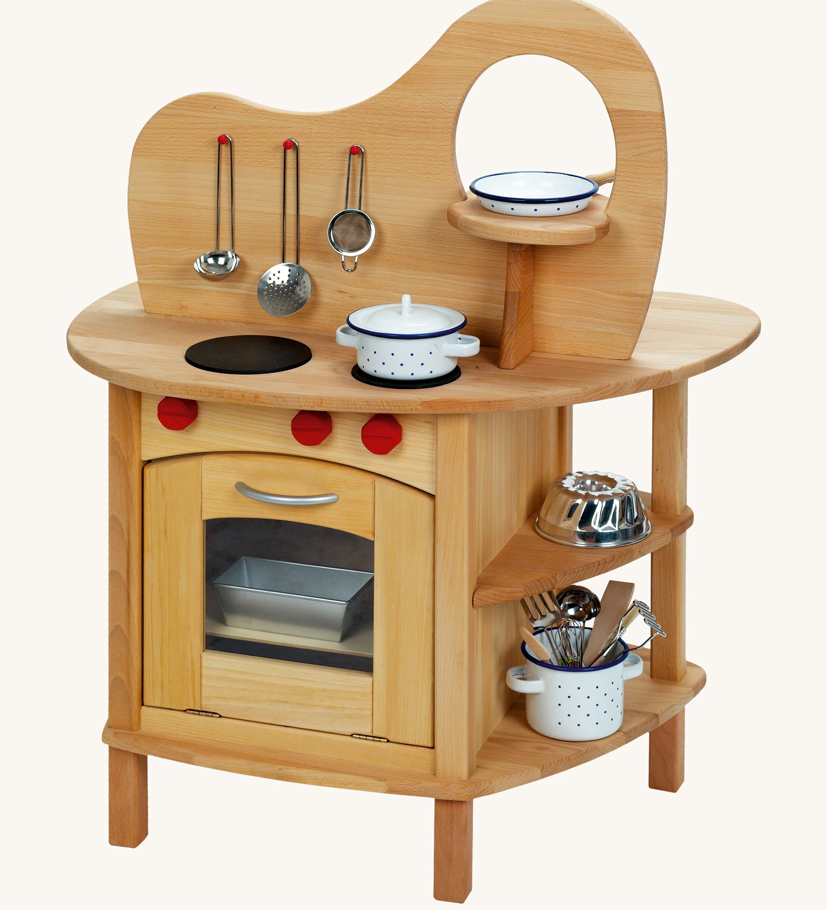 Glückskäfer solid wood Double Sided Play Kitchen Island.