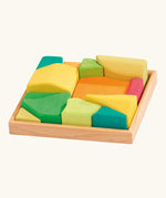 Glückskäfer Summer wooden play blocks. 11 colourful blocks in a wooden storage tray.