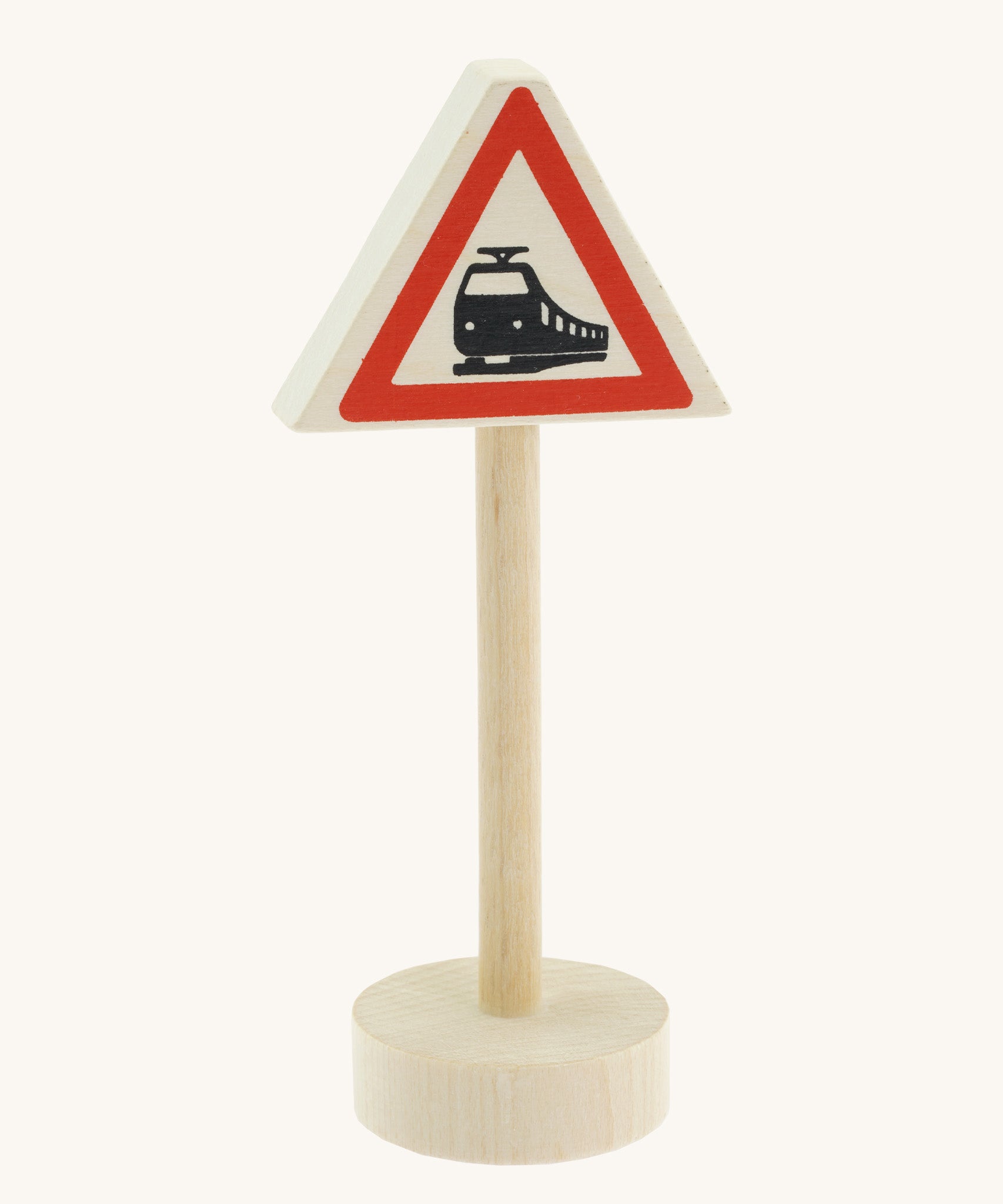 Gluckskafer small world train crossing road wooden sign showing a image of a train on the sign