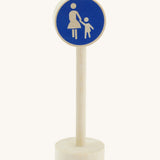 Gluckskafer small world blue pedestrian wooden road sign