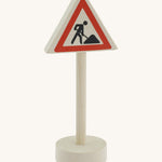 Gluckskafer childrens miniature wooden road works traffic sign toy