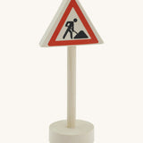 Gluckskafer childrens miniature wooden road works traffic sign toy