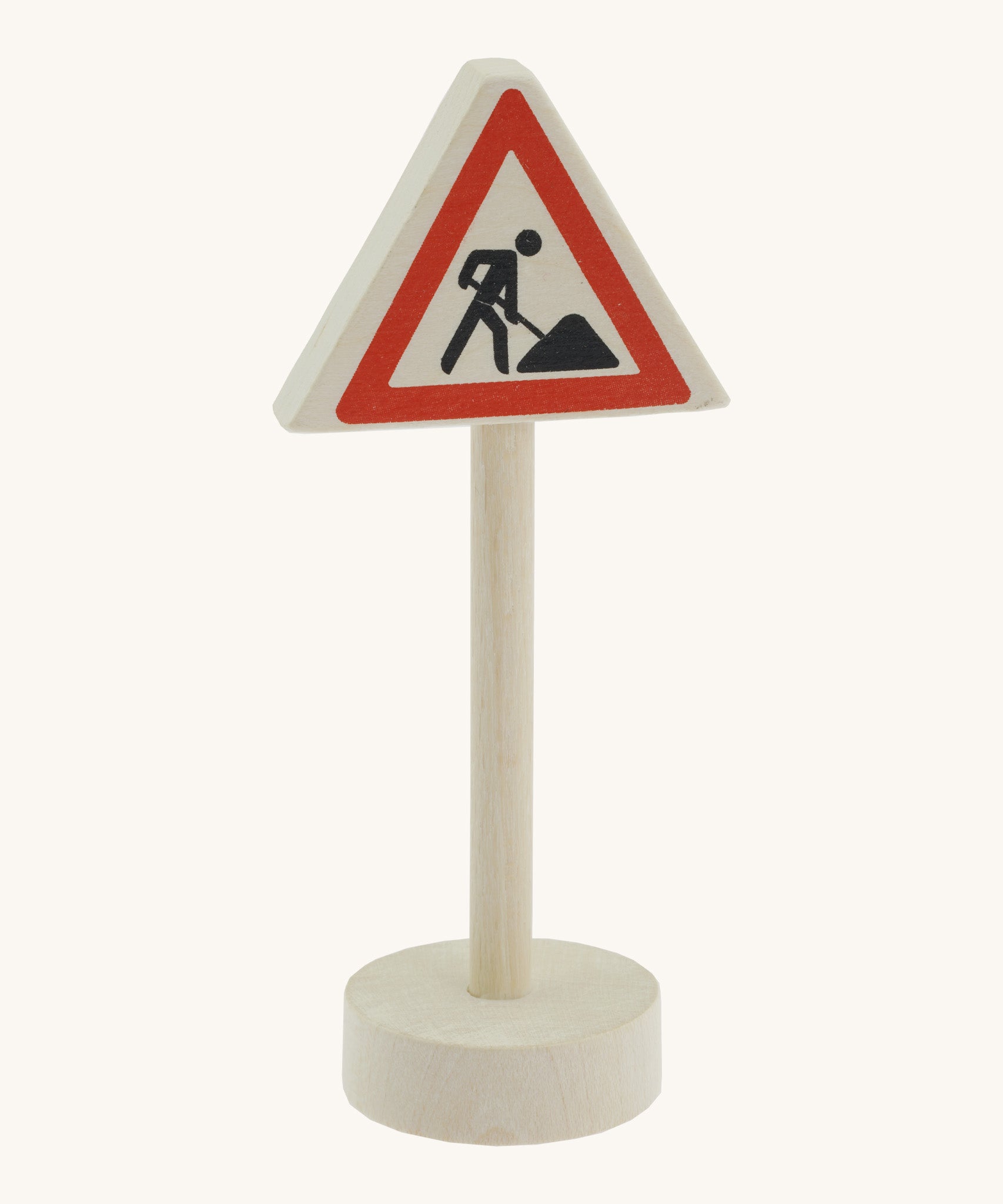 Gluckskafer childrens miniature wooden road works traffic sign toy