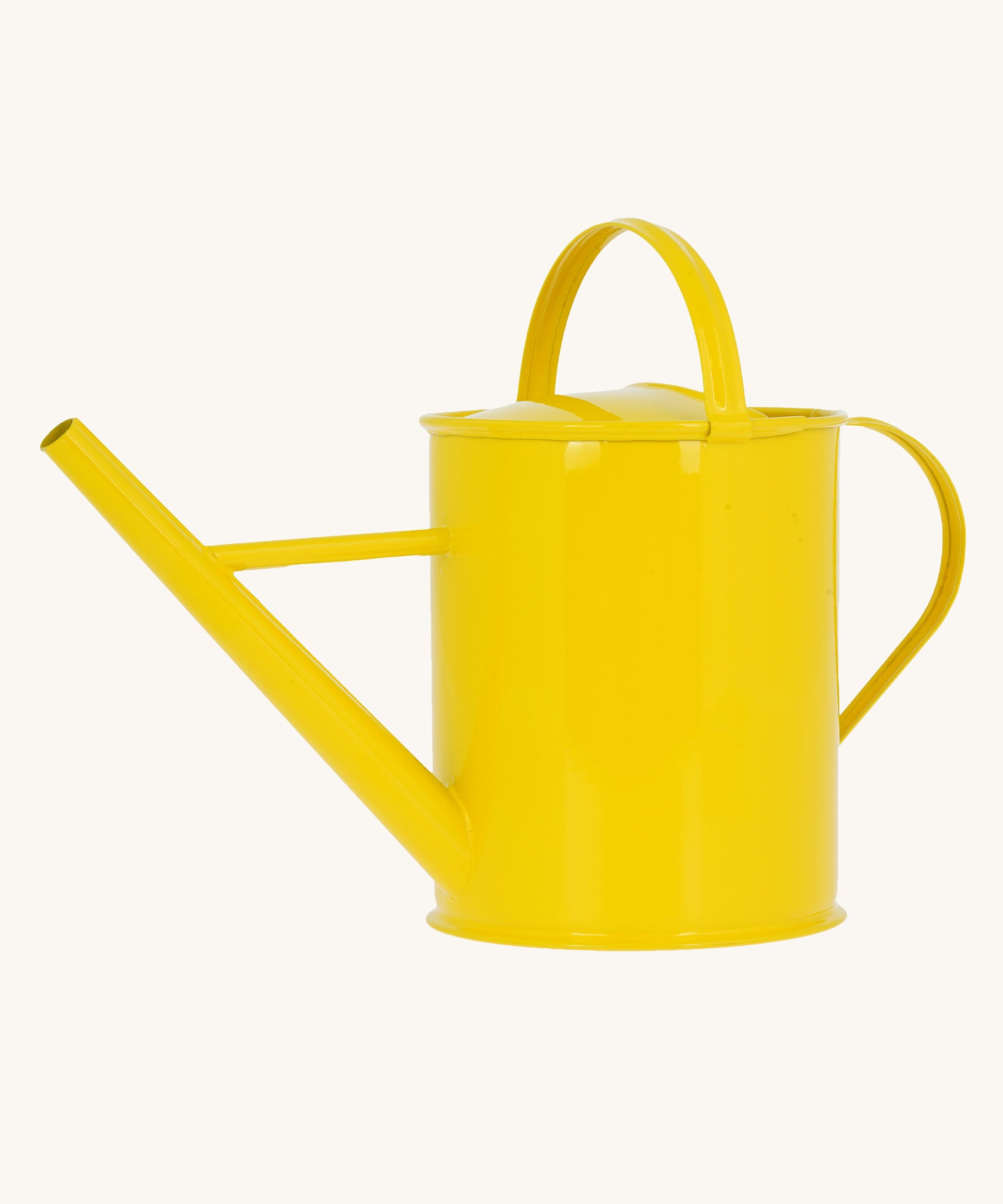 The Glückskäfer Children's 1L Metal Watering Can - Yellow shown without the rose.