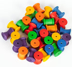 Grapat 36 Wooden Spools - Rainbow Reels in 6 different rainbow colours and 3 different shapes. Perfect for sorting