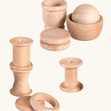 Grapat 10 Element Treasure Basket. 10 wooden loose parts for sensory play.