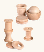 Grapat 10 Element Treasure Basket. 10 wooden loose parts for sensory play.