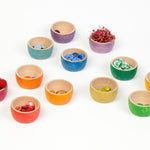 Grapat 12 Rainbow Wooden Sorting Bowls