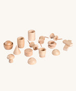 Grapat 20 Element Treasure Basket. A mix of wooden toys for little hands to explore. These wooden toys are part of a wide range of open ended toys available at Babipur.  