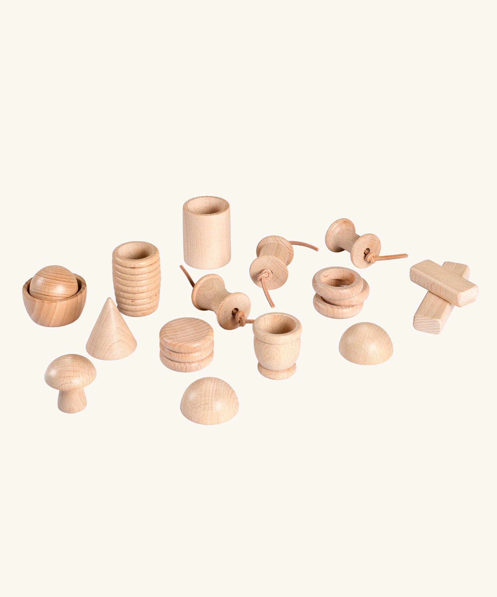 Grapat 20 Element Treasure Basket. A mix of wooden toys for little hands to explore. These wooden toys are part of a wide range of open ended toys available at Babipur.  