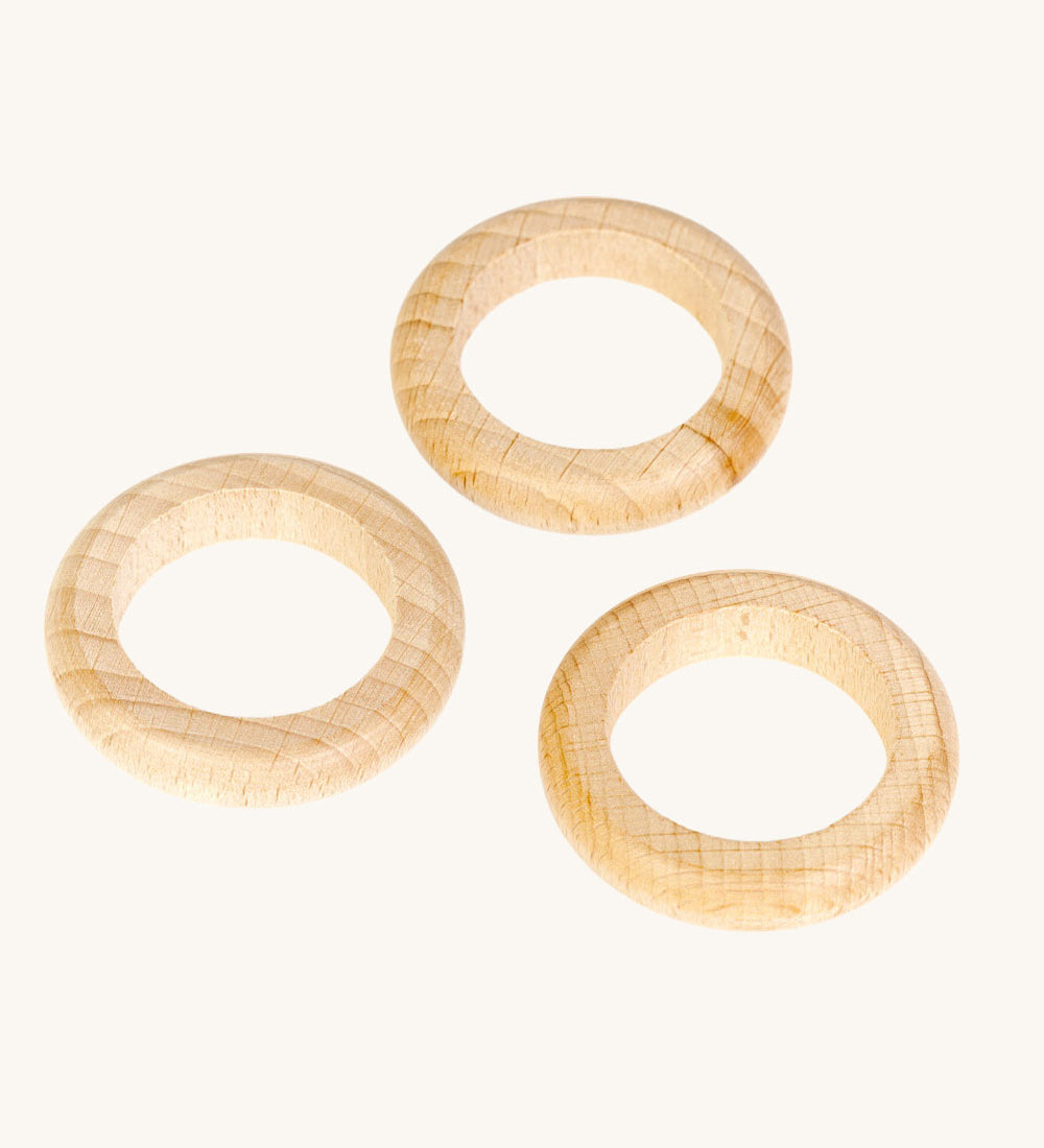 Grapat Loose Parts 3 Natural Wooden Rings. These wooden toys are part of a wide range of open ended toys available at Babipur.  