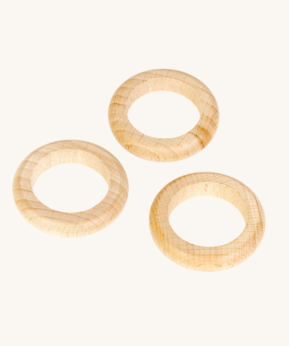 Grapat Loose Parts 3 Natural Wooden Rings. These wooden toys are part of a wide range of open ended toys available at Babipur.  