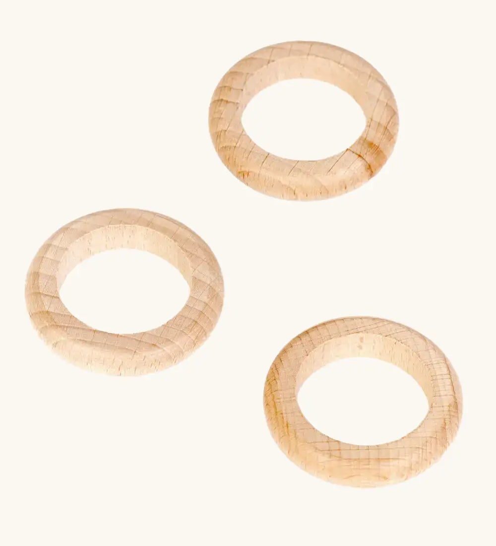 Set of 3 Grapat handcrafted wooden rings perfect for creative play 