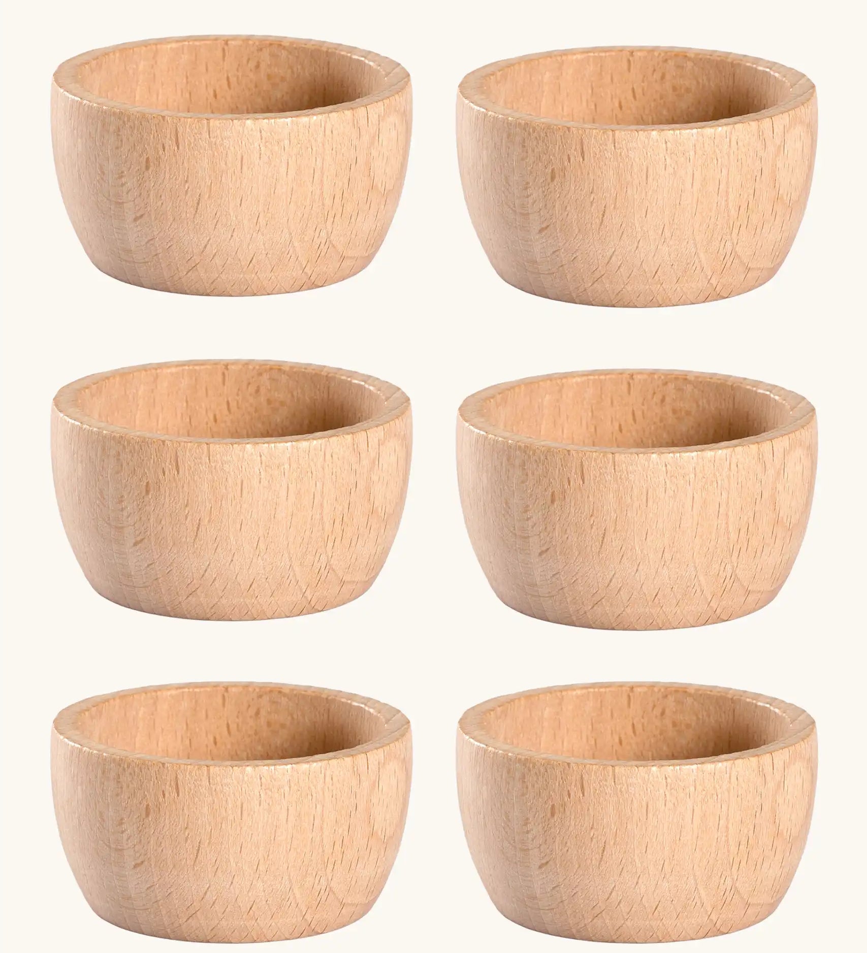 Grapat natural wooden toy sorting bowls in a set of 6.