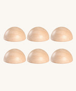 Grapat Loose Parts 6 Natural Wooden Semi Spheres. These wooden toys are part of a wide range of open ended toys available at Babipur.
