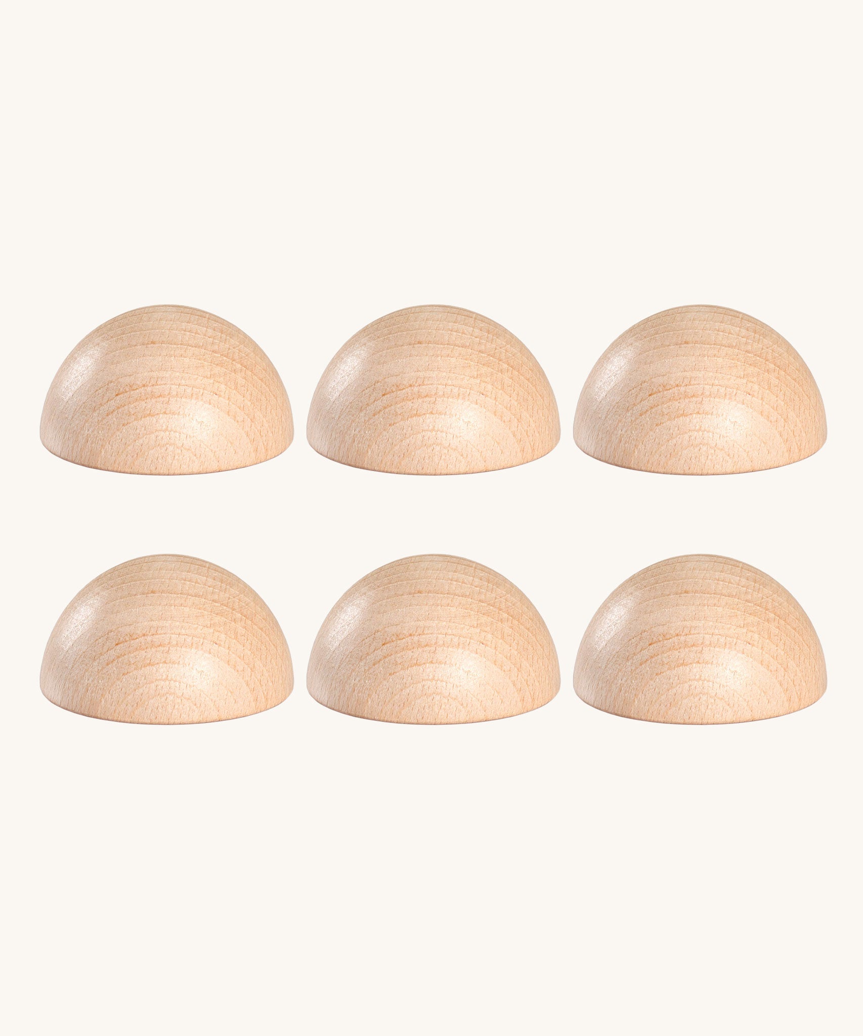 Grapat Loose Parts 6 Natural Wooden Semi Spheres. These wooden toys are part of a wide range of open ended toys available at Babipur.