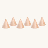 Grapat Loose Parts set of 6 Natural Wooden Cones. These wooden toys are part of a wide range of open ended toys available at Babipur.