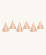 Grapat Loose Parts set of 6 Natural Wooden Cones. These wooden toys are part of a wide range of open ended toys available at Babipur.