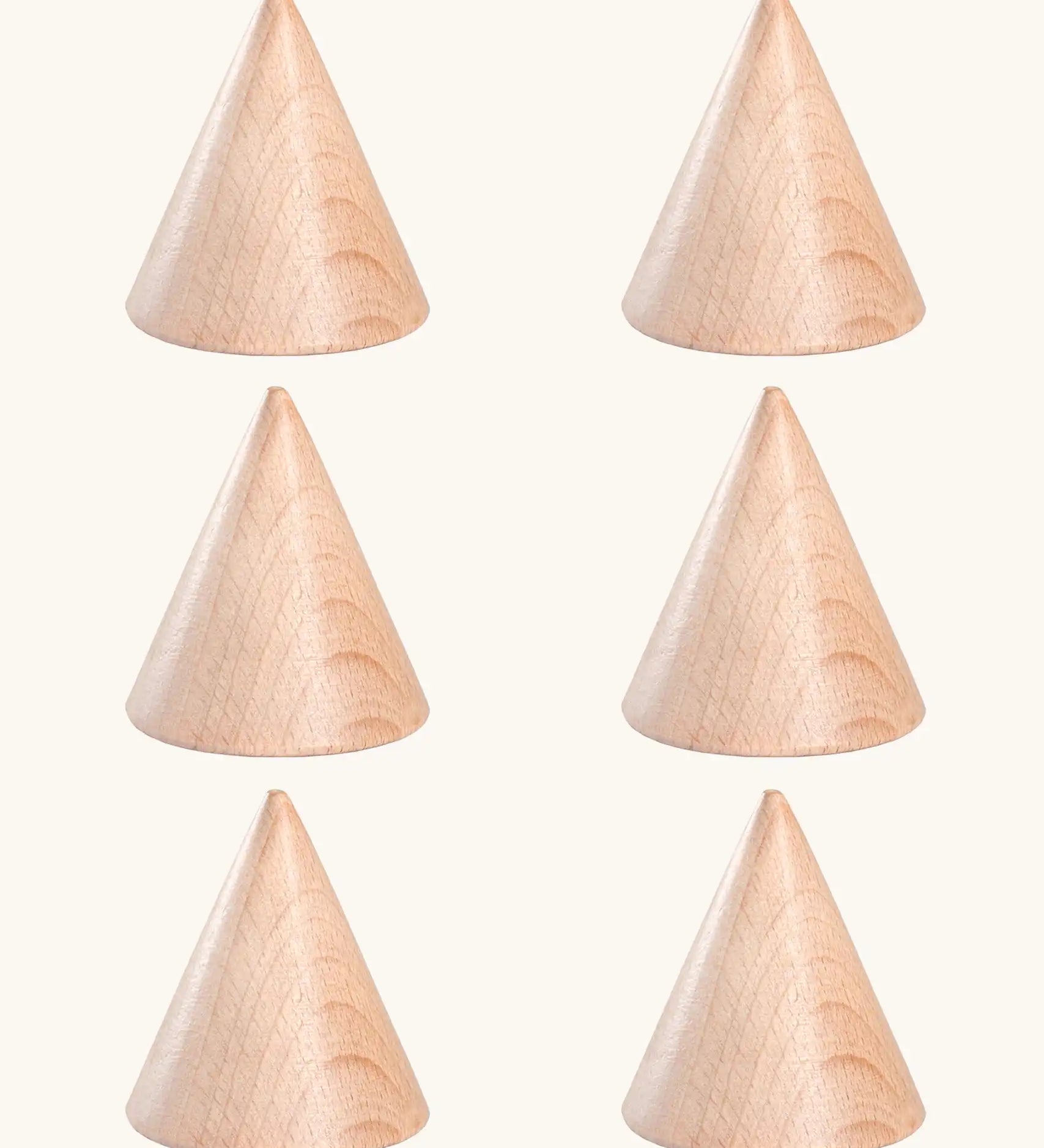 Grapat Loose Parts set of 6 Natural Wooden Cones. 