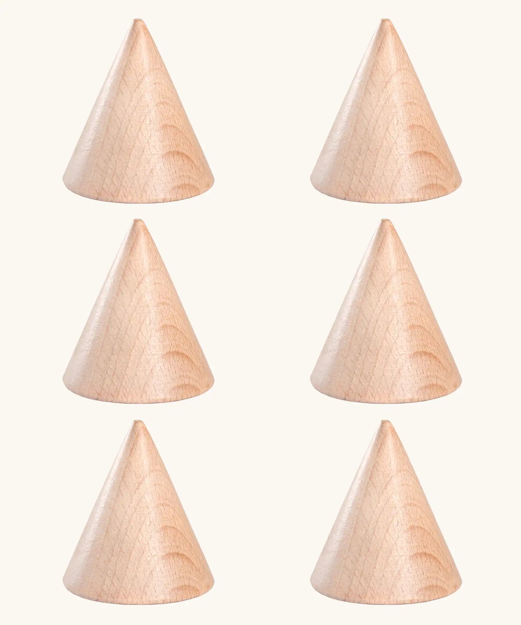 Grapat Loose Parts set of 6 Natural Wooden Cones. 