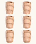Grapat Loose Parts 6 Natural Honeycomb ribbed Cups to accompany Grapat Nins peg dolls and other wooden loose parts. 