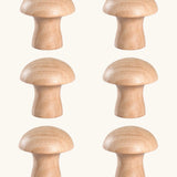 A set of 6 Grapat natural wooden mushroom loose parts.