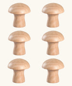 A set of 6 Grapat natural wooden mushroom loose parts.