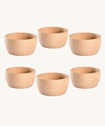 Grapat 6 small Natural Montessori Sorting Toy Bowls. These wooden toys are part of a wide range of open ended toys available at Babipur.  