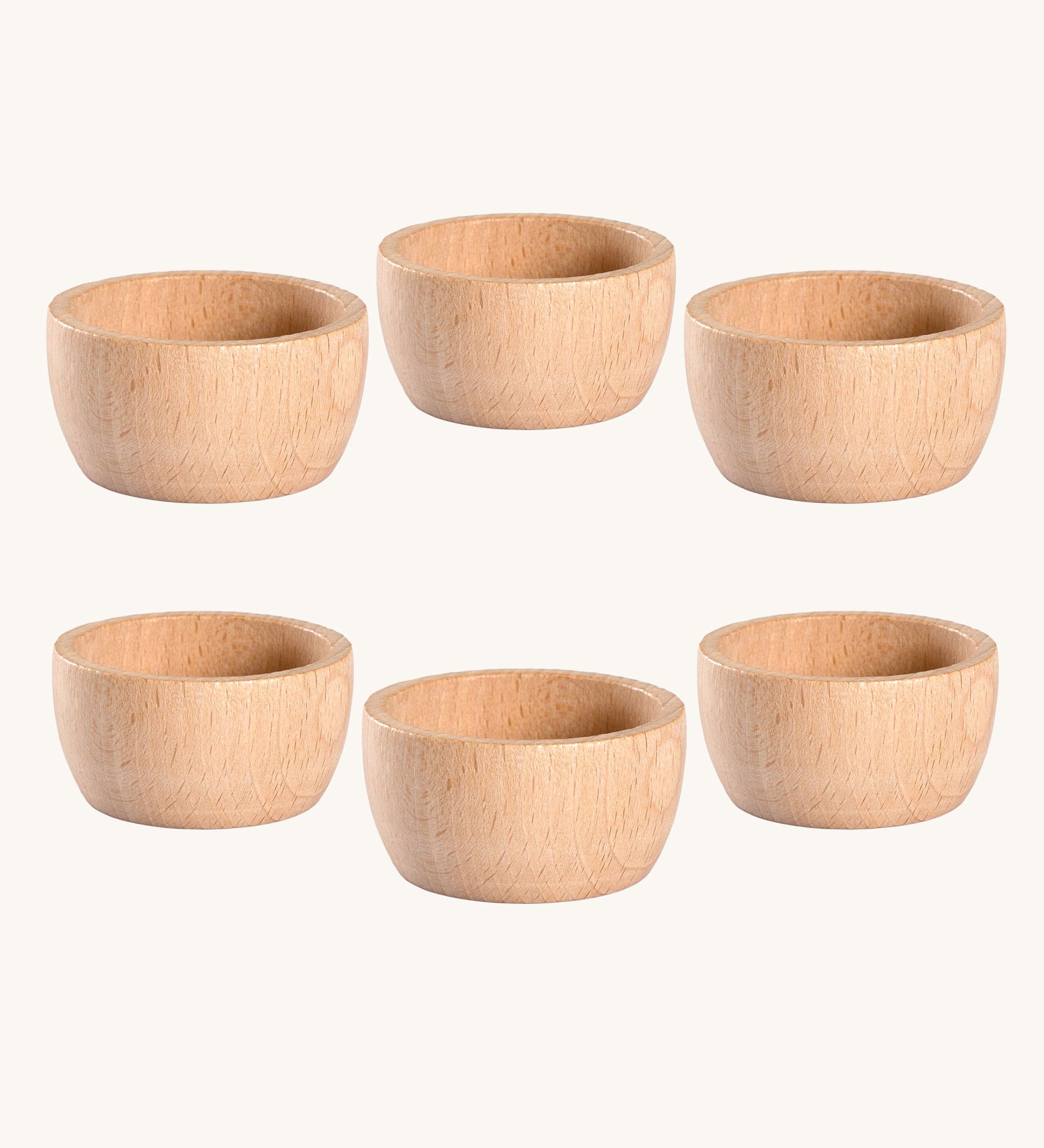 Grapat 6 small Natural Montessori Sorting Toy Bowls. These wooden toys are part of a wide range of open ended toys available at Babipur.  