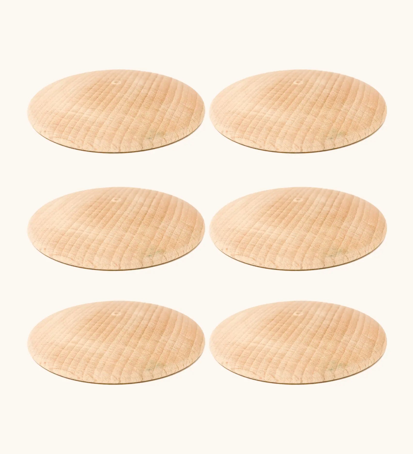 A set of 6 Grapat loose handcrafted wooden disks perfect for open ended play
