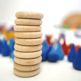 Stack of 10 wooden Grapat Counting Coins.