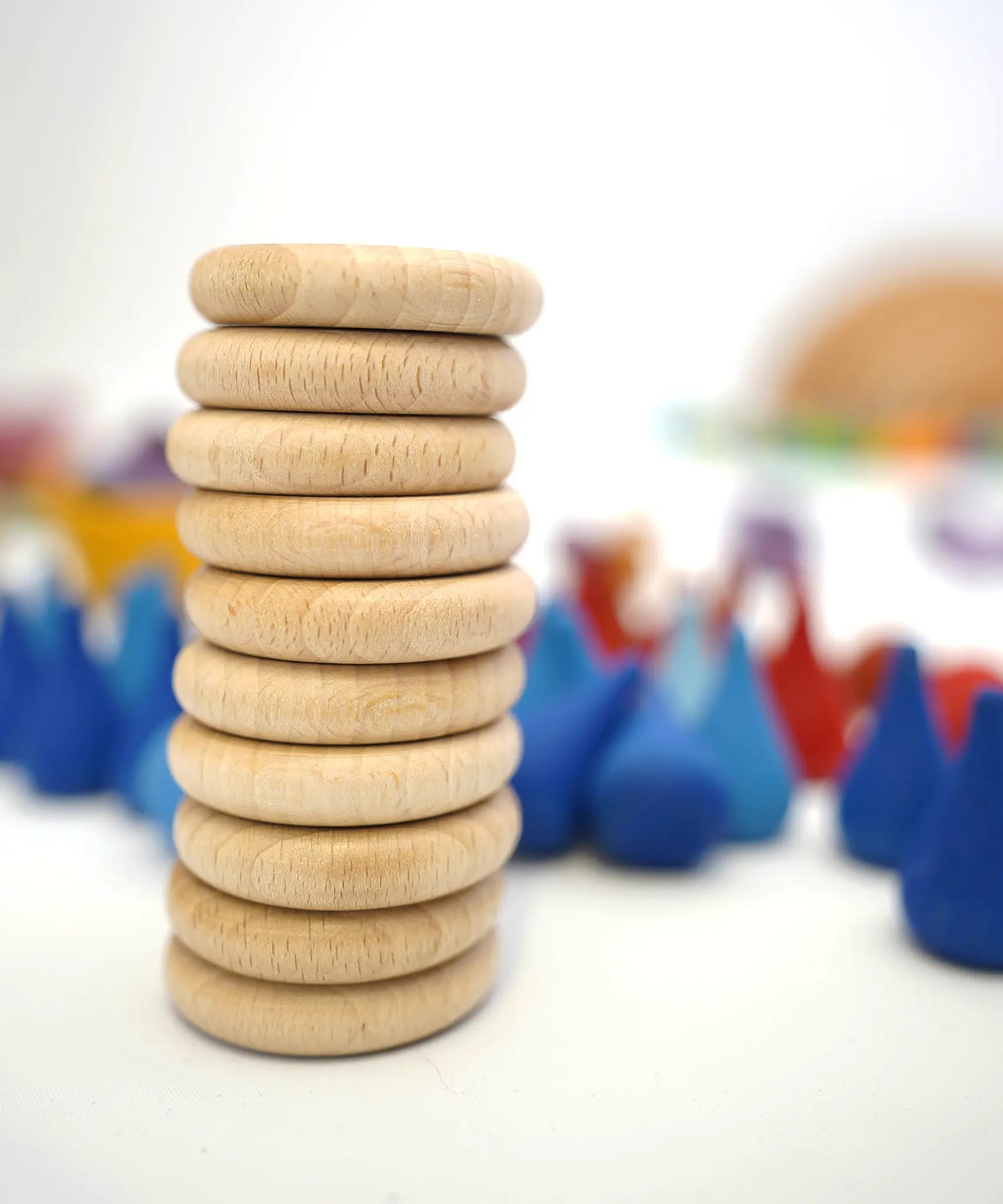 Stack of 10 wooden Grapat Counting Coins.