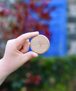 Grapat number 3 number counting coin in a child's hand.