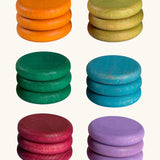 18 Grapat hand crafted wooden loose coins in earth inspired tones.