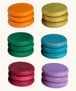 18 Grapat hand crafted wooden loose coins in earth inspired tones.