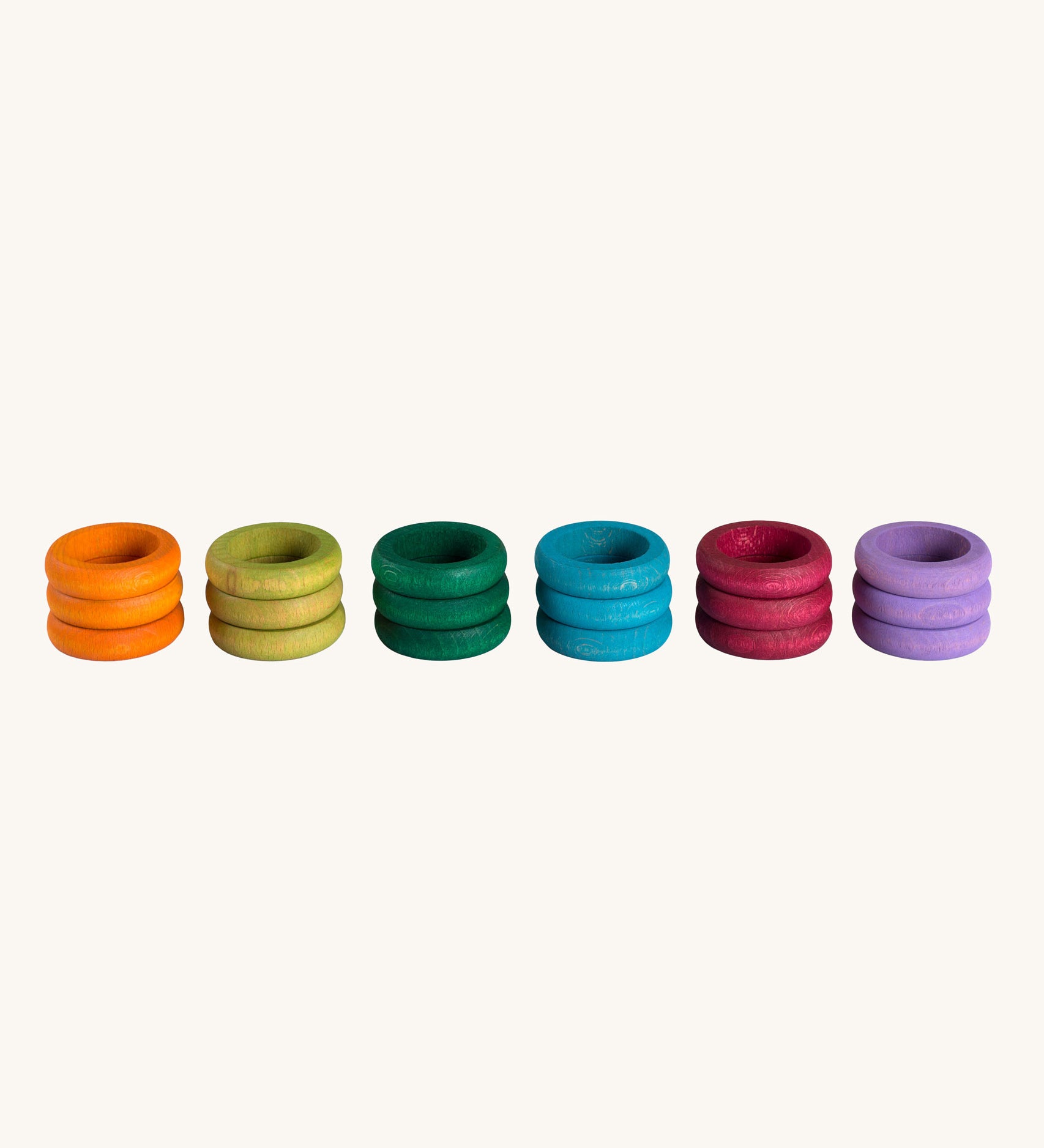 Grapat Loose Parts Earth Tone Rings 6 Colours Supplementary Set in a pack of 18. Grapat have a wide range of loose parts and seasonal sets available at Babipur.