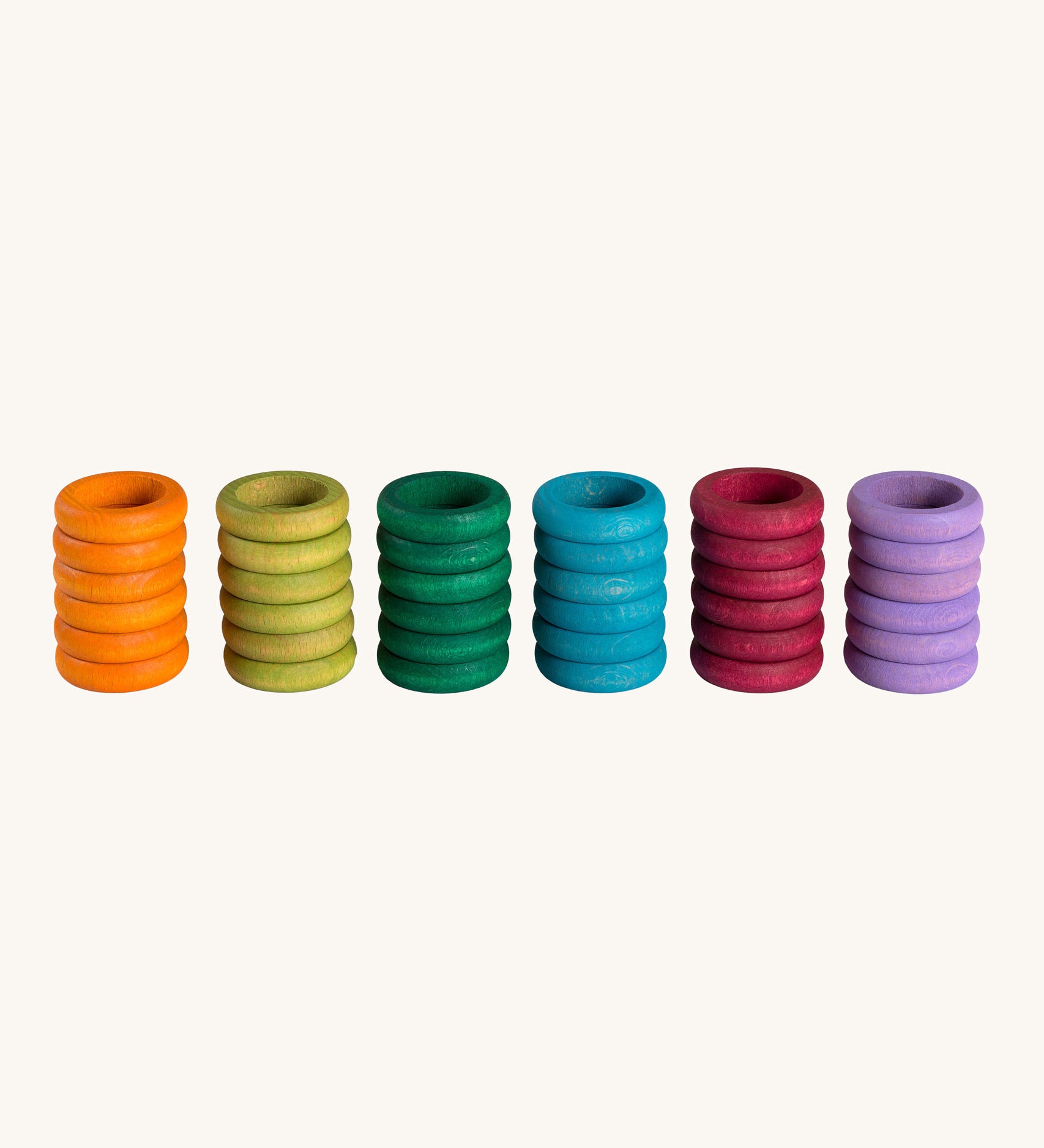 Grapat Loose Parts Earth Tone Rings 6 Colours Supplementary Set in a pack of 36. Grapat have a wide range of loose parts and seasonal sets available at Babipur.