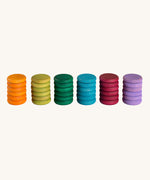 Grapat Loose Parts Earth Tone Coins 6 Colours in a pack of 36. Grapat have a wide range of loose parts and wooden toys available at Babipur. 