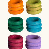 Grapat handcrafted wooden Loose Parts Earth Tone Rings 6 Colours Supplementary Set in a pack of 18. 